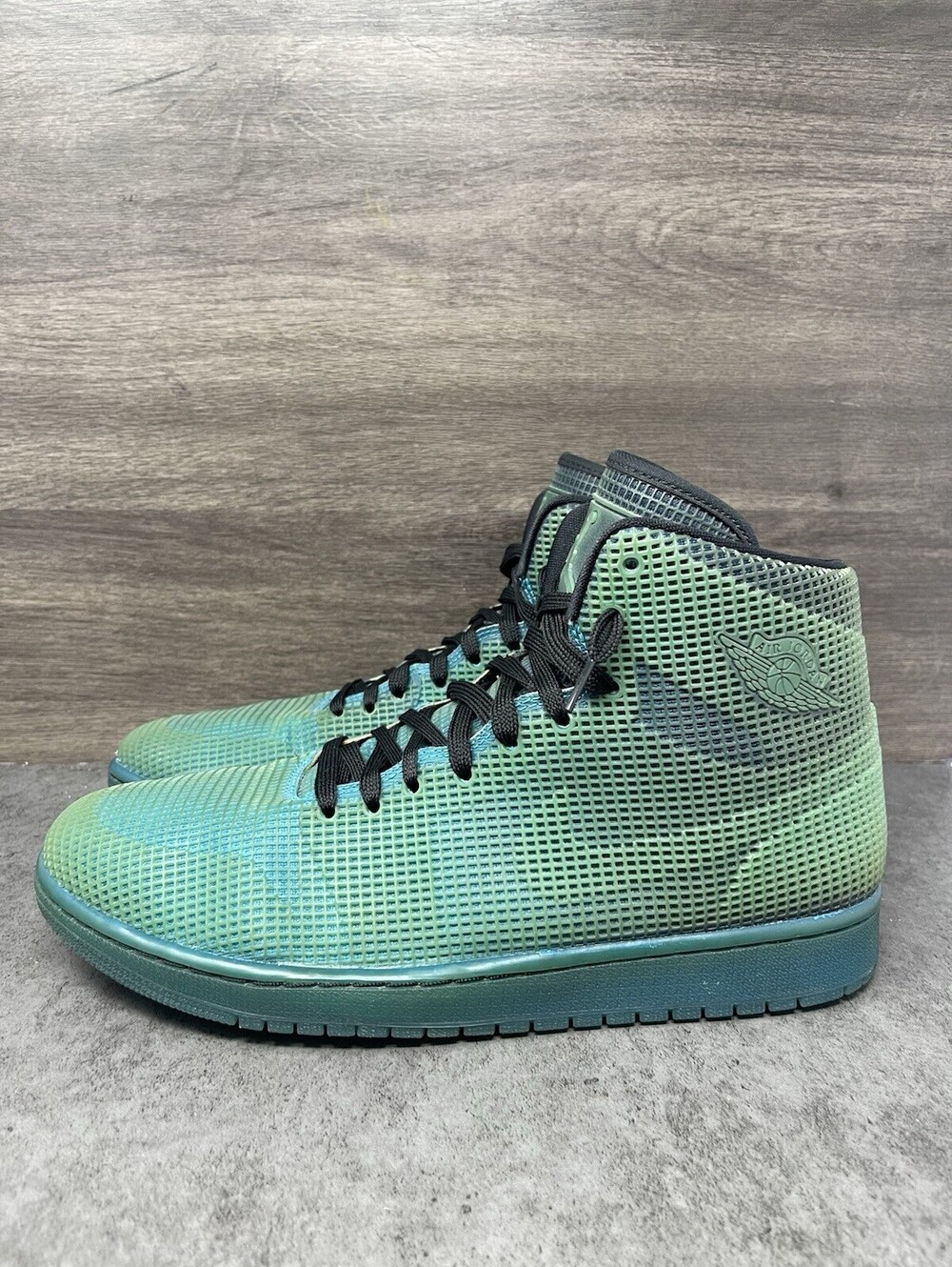 Air Jordan 1 Retro 4Lab1 Mens Size 10 Glow Black Green Basketball 677690-020